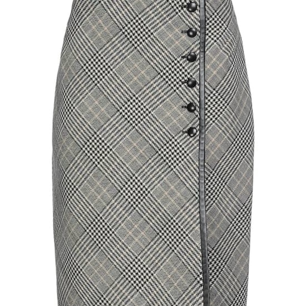 Saint Laurent Plaid Button-Down midi Skirt